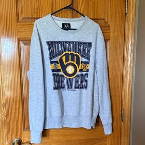 47 Brand Milwaukee Brewers Gray Crewneck Sweatshirt. Men’s XL, New Without Tags